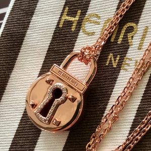 New Henri Bendel Key Lock Charm Rose Gold Necklace